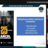 Captura de pantalla de sesión virtual de capacitación de la FGE sobre extorsión, con logotipo institucional y participantes en pantalla.