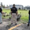 Operativo de la FGE en Huatzangio, Lagunillas: rescatistas con aves y perros, vehículos asegurados y personal de la Guardia Nacional en el lugar