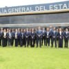 Logotipo de la Fiscalía General del Estado de Michoacán junto a gráficos que muestran reducción de rezago y cobertura de supervisión