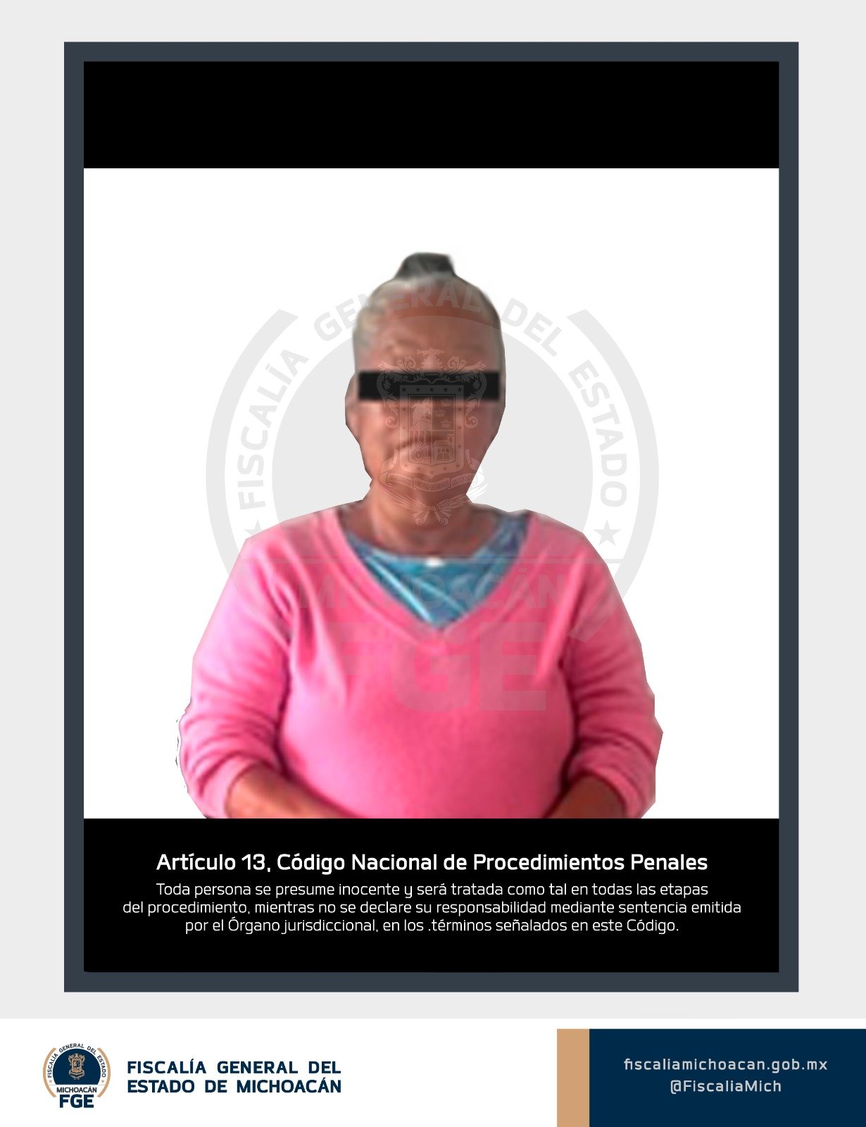 Imagen representativa de una mujer de la tercera edad detenida por intentar ingresar un celular a un centro penitenciario en Charo, Michoacán