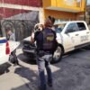 Dos perros de talla mediana, uno blanco con manchas café y otro negro, resguardados en instalaciones de la Unidad de Atención y Protección Animal de Sahuayo