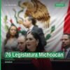 Grupo de diputados del PT en el Congreso del Estado de Michoacán, encabezados por Diana Espinoza Mercado, durante sesión