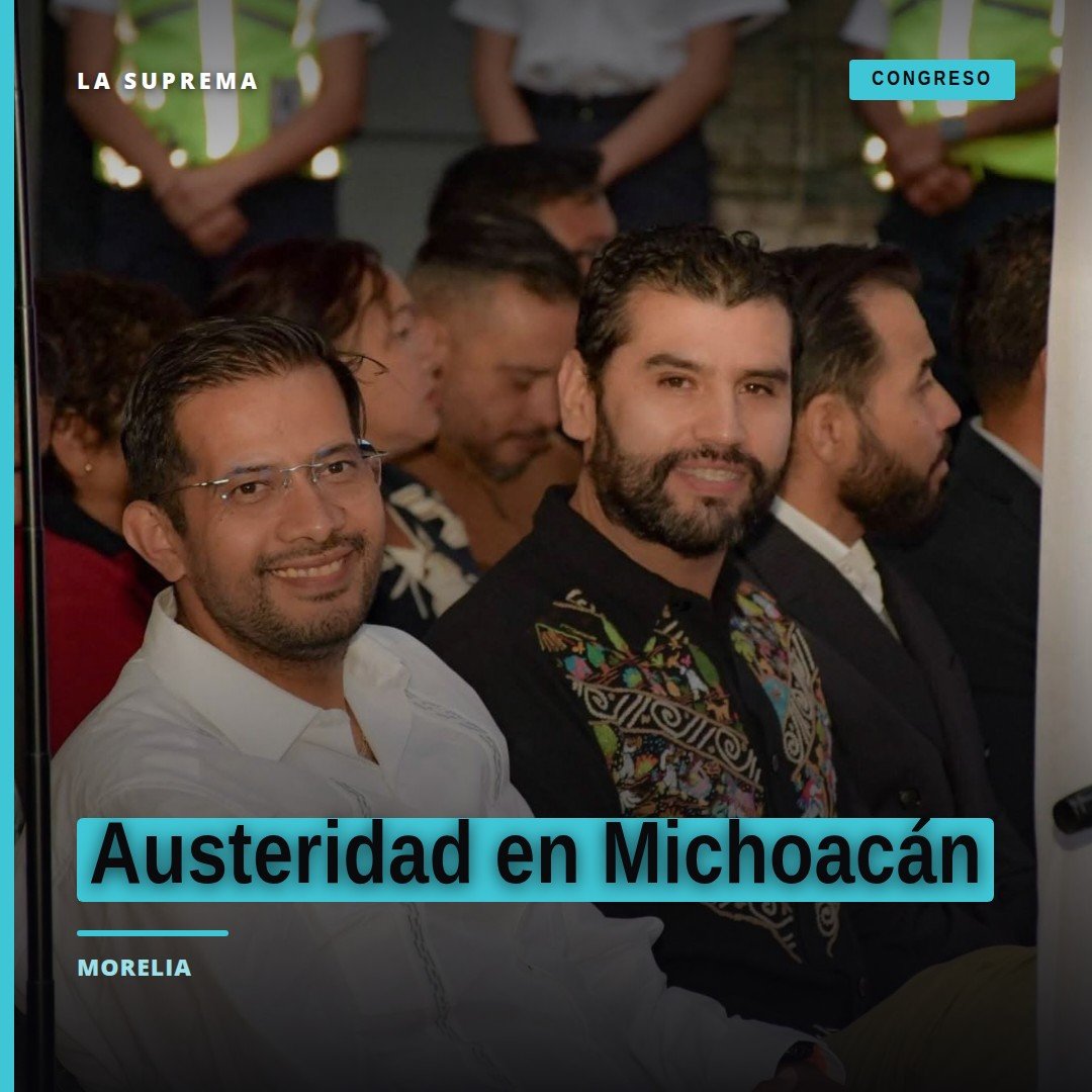 Fotografía simbólica de manos entregando dinero a una comunidad rural en Michoacán, con bandera estatal y texto superpuesto