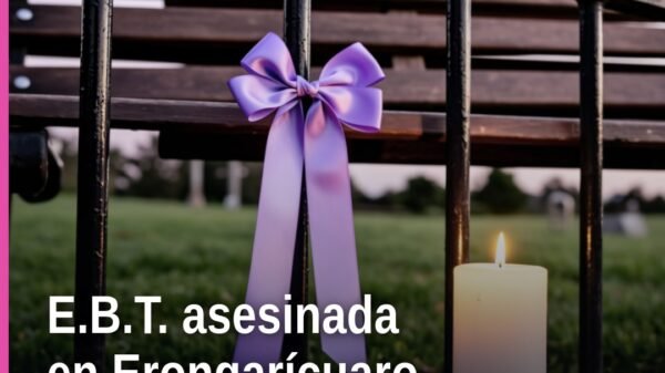 Ilustración simbólica de justicia con fondo que evoca Erongarícuaro y el lago de Pátzcuaro, relacionada con el homicidio