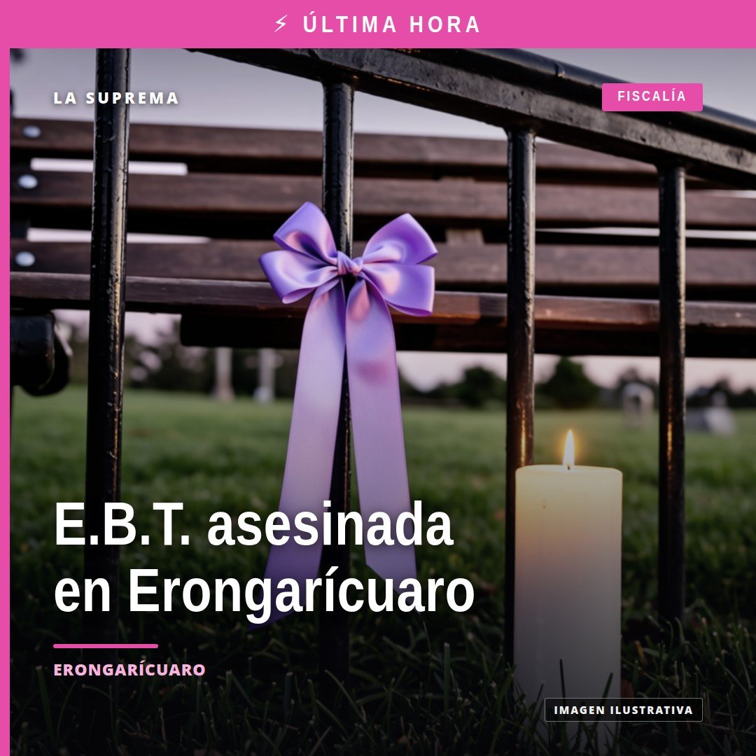 Ilustración simbólica de justicia con fondo que evoca Erongarícuaro y el lago de Pátzcuaro, relacionada con el homicidio
