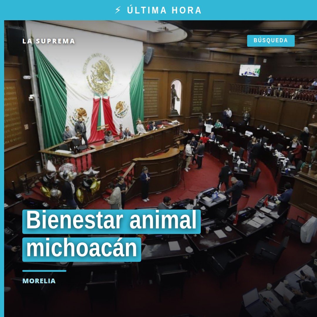 Ilustración simbólica de una perrita y un gato junto a un árbol nativo michoacano, con el logo del Congreso del Estado de