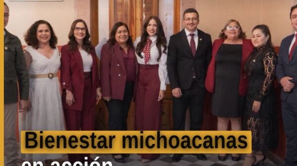 Grupo Parlamentario de Morena en el Congreso del Estado celebrando el bienestar michoacanas con imágenes de carreteras