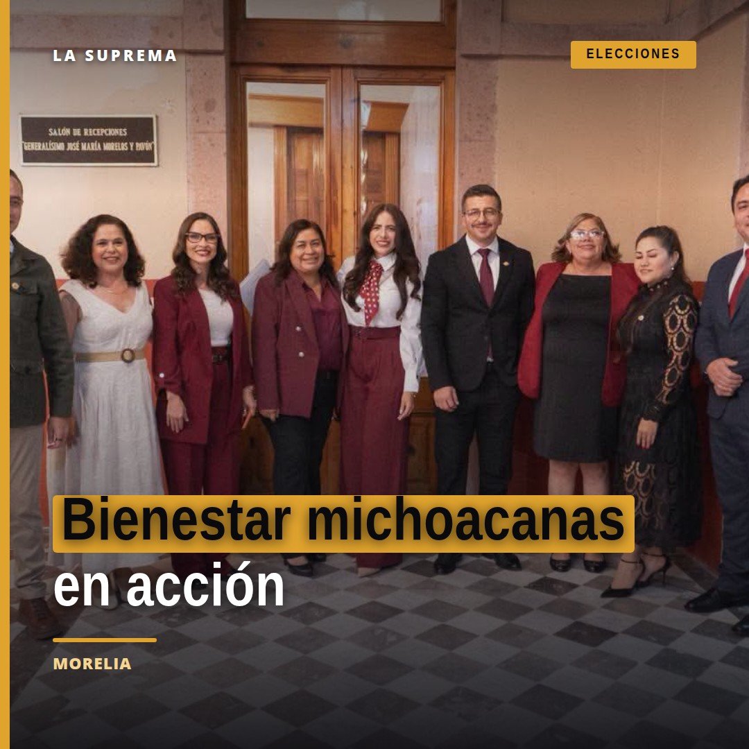 Grupo Parlamentario de Morena en el Congreso del Estado celebrando el bienestar michoacanas con imágenes de carreteras