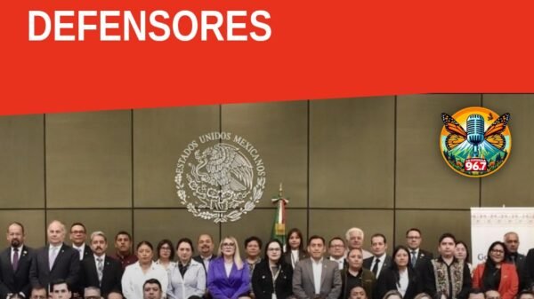 Grupo de autoridades en el Encuentro Nacional de Protección de Periodistas y Defensores de Derechos Humanos, con presencia