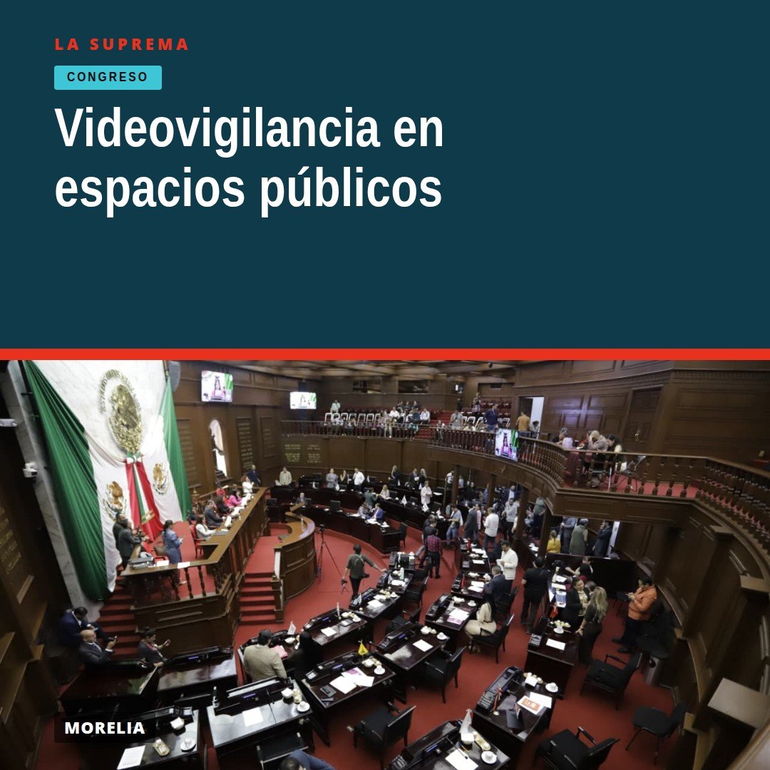 Ilustración de cámaras de videovigilancia espacios públicos instaladas en una plaza de Morelia, Michoacán