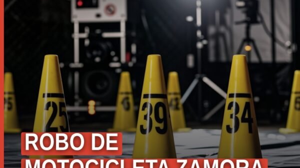 Ilustración simbólica de una motocicleta estacionada en una calle residencial de Zamora, con un sello de 'robo de