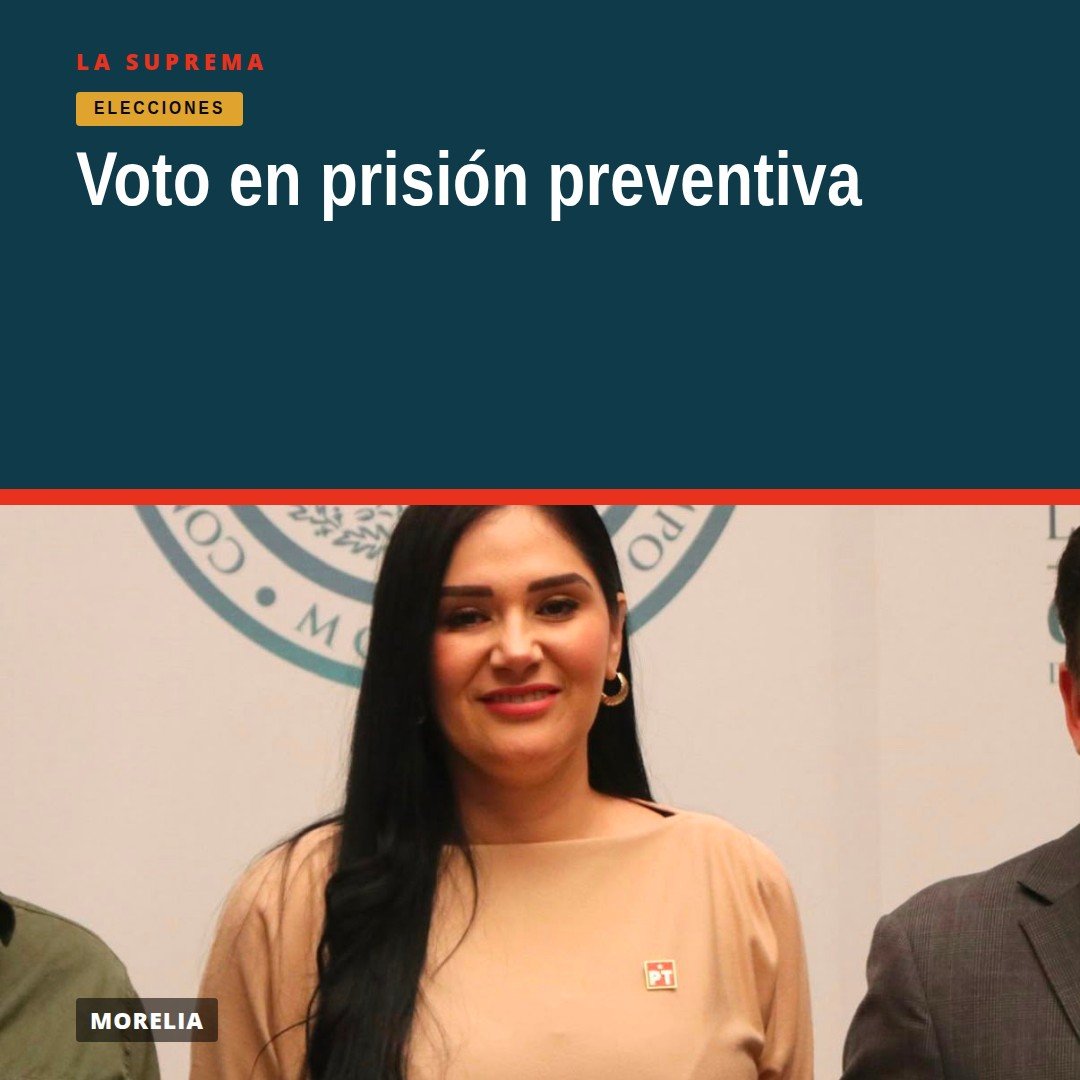 Diana Espinoza hablando ante micrófonos, con logo del Partido del Trabajo, destacando el voto de personas en prisión