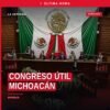 Diputada Vanessa Caratachea Sánchez hablando desde tribuna del Congreso de Michoacán en Morelia, exigiendo un congreso útil
