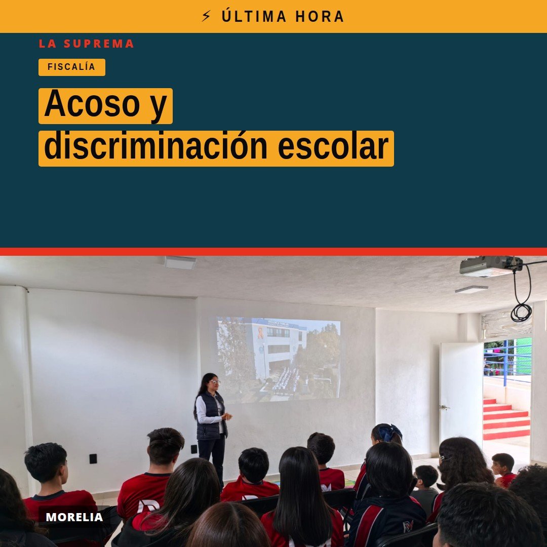 Estudiantes de secundaria del Instituto Roosevelt Morelia participando en una plática sobre acoso y discriminación escolar