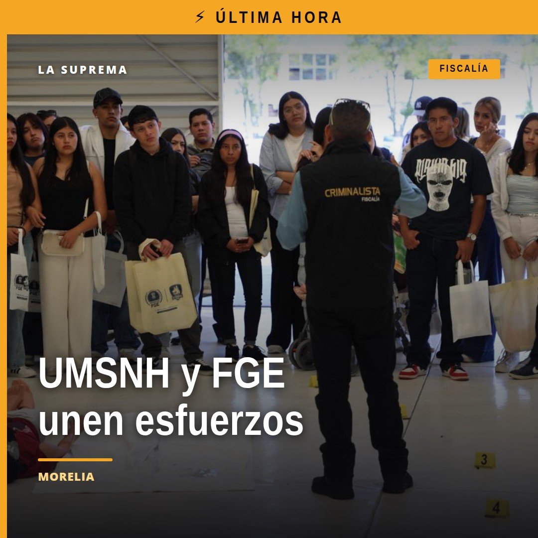Grupo de estudiantes de la UMSNH en recorrido institucional por instalaciones de la Fiscalía General del Estado de Michoacán