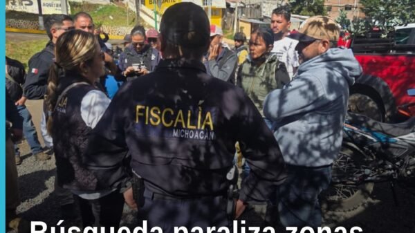 Fiscalía Michoacán búsqueda: equipo de rescate con dron y vehículos en zona rural cercana a Villa Madero y Tererio, Michoacán