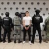 Fiscalía Michoacán detención: imagen simbólica de sello oficial de la FGE junto a mapas de Uruapan y Zapopan con marcas de