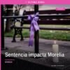 Fiscalía michoacán sentencia: representación simbólica de justicia en Morelia con escudo de Michoacán y balanza