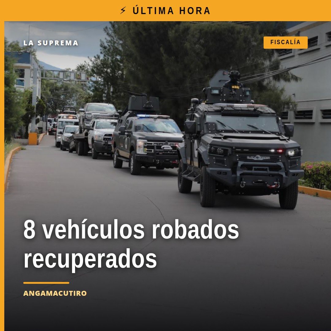 Fiscalía Michoacán vehículos: ocho automotores asegurados en operativo conjunto en Angamacutiro y Puruándiro, incluidos dos