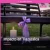 Ilustración simbólica de balanza de justicia y silueta de comunidad rural en Tlazazalca, con texto 'fiscalía michoacán