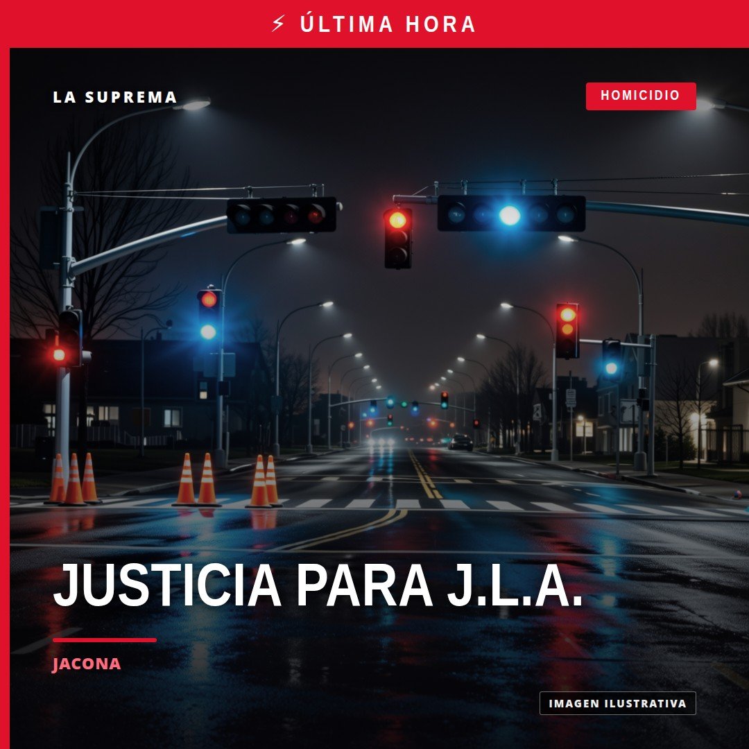 Ilustración simbólica de balanza de justicia y silueta de Jacona, Michoacán, con texto: justicia para jl.a.