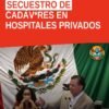 Ilustración simbólica de una familia frente a un hospital privado en Morelia, con un cuerpo cubierto y un documento de