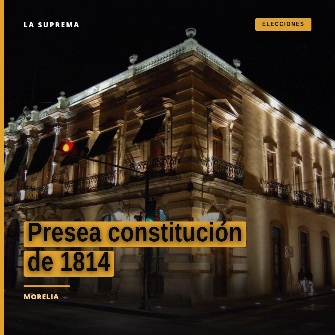 Fachada del Congreso del Estado de Michoacán en Morelia con bandera mexicana y letrero que menciona la presea constitución