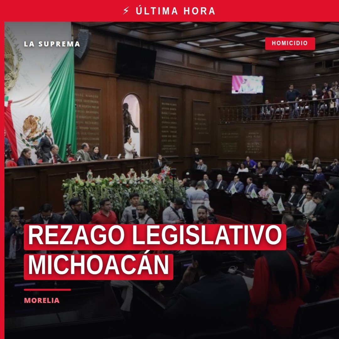 Sesión solemne en el Congreso del Estado de Michoacán en Morelia, con diputados frente a la tribuna, abordando el rezago
