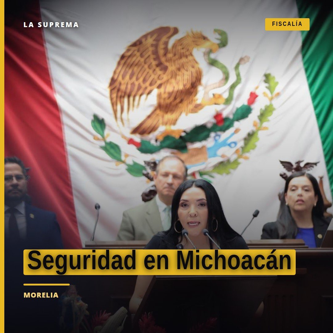 Adriana Campos Huirache hablando ante el Pleno del Congreso de Michoacán en Morelia, con énfasis en seguridad en Michoacán