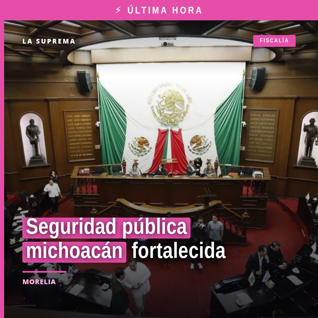 Fotografía simbólica de un escudo estatal junto a balanza de justicia y código QR de ley, representando seguridad pública