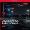 Ilustración simbólica de un fraccionamiento residencial con presencia policial, representando el caso de homicidio en grado
