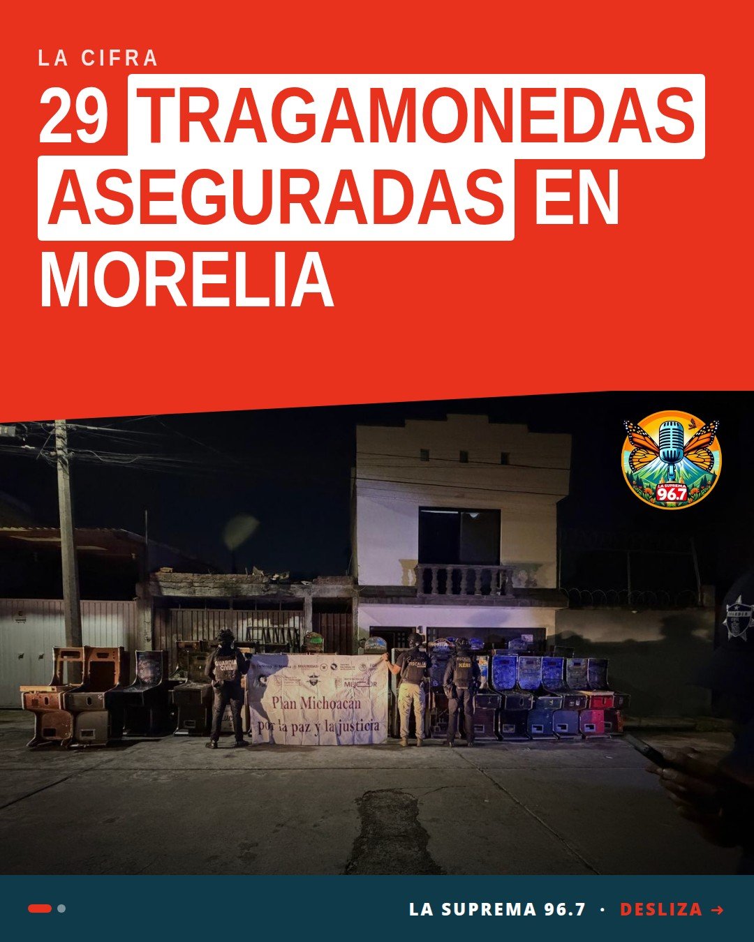 Fiscalía General del Estado de Michoacán y SIE aseguran 29 máquinas tragamonedas morelia en cateo en colonia Jardines de