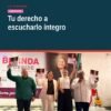 Ilustración de un micrófono con ondas sonoras y texto 'informe diputada belinda' sobre fondo azul claro, estilo radiofónico