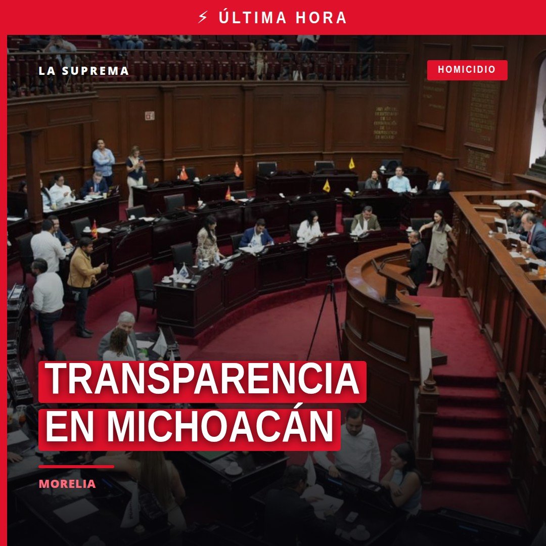 Transparencia en Michoacán: ilustración de documentos públicos abiertos, iconos de acceso abierto y logo del Congreso del