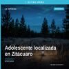 adolescente localizada zitácuaro: ilustración simbólica de una familia reunida frente a un edificio de la Fiscalía en
