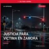 Ilustración simbólica de balanza de justicia y fecha 2003-2026, con fondo que evoca Zamora, Michoacán, relacionada con