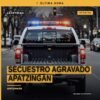 Ilustración simbólica de una tabiquera en Apatzingán con sombra de figura, representando el lugar del secuestro agravado
