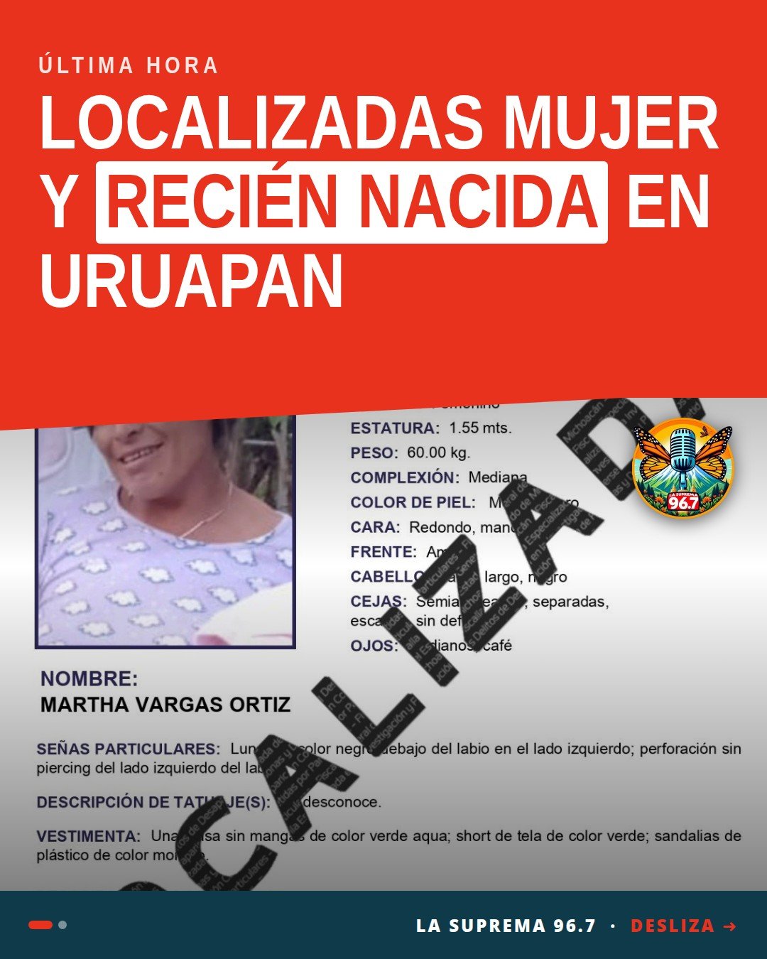 Ilustración simbólica de una madre abrazando a su recién nacida, con los escudos de Gabriel Zamora y Uruapan al fondo