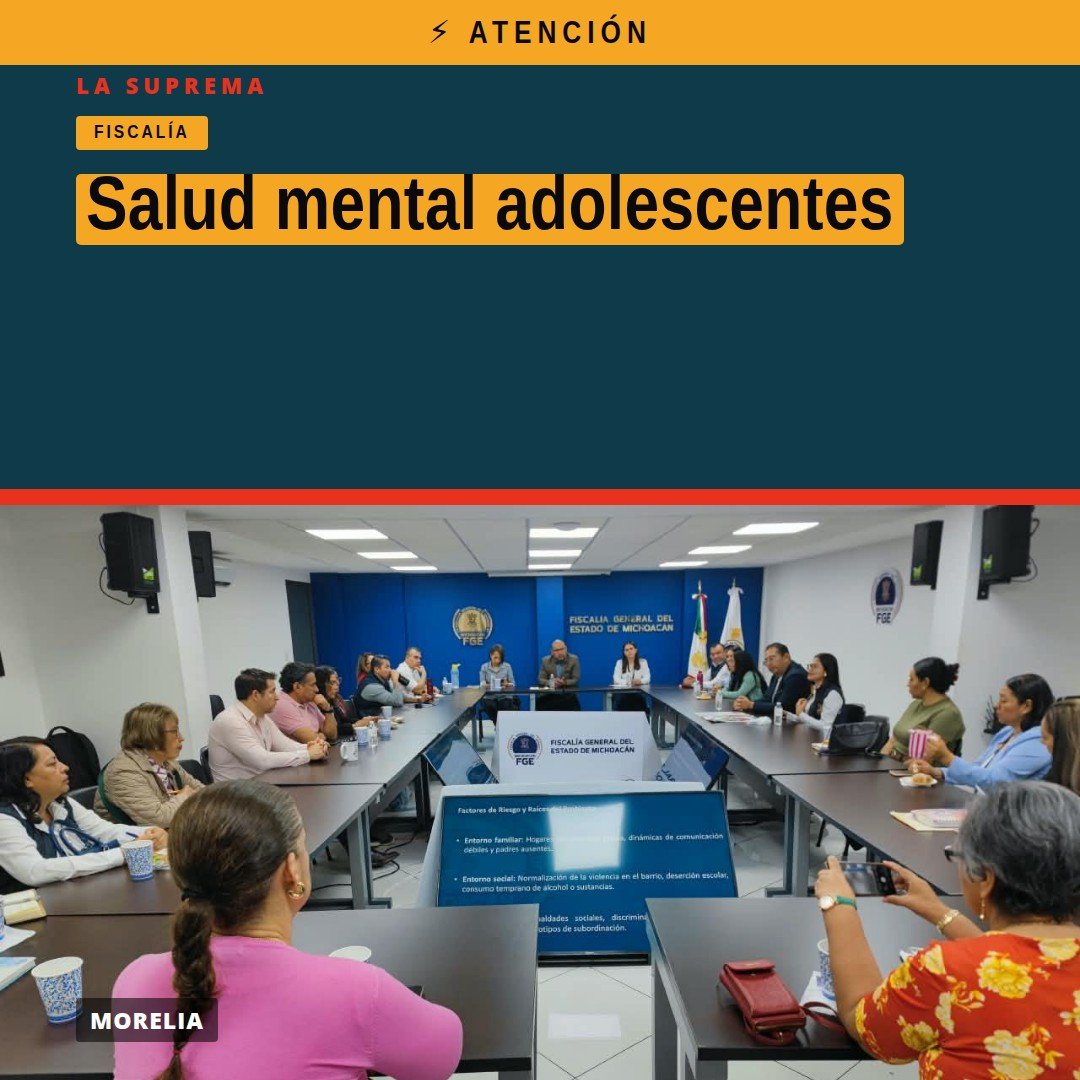 Grupo de trabajo en reunión GAIA en Morelia, Michoacán, abordando temas de salud mental adolescentes y violencia