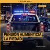 Ilustración simbólica de una balanza y un documento con sello judicial, con texto 'pensión alimenticia la piedad'