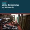Ilustración conceptual de un ayuntamiento michoacano con 15 regidores representados, fondo de Morelia y símbolos de