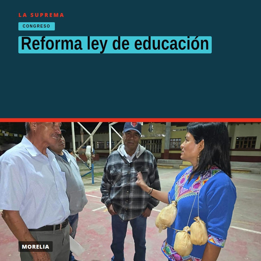 Diputada Erendira Isauro Hernández hablando sobre la reforma ley de educación en Morelia, Michoacán