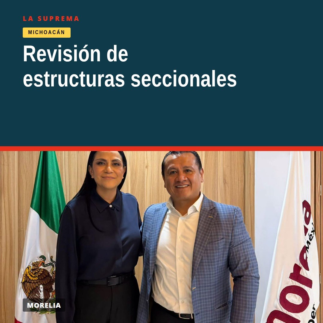 Carlos Torres Piña y Ariadna Montiel Reyes en reunión de trabajo sobre estructuras seccionales michoacán en Morelia