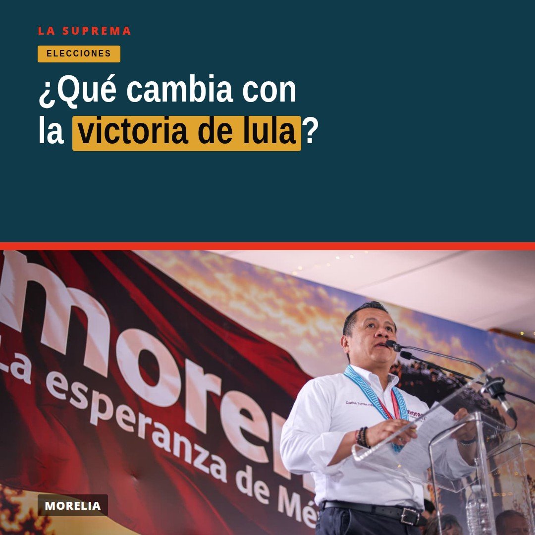 Carlos Torres Piña hablando sobre la victoria de lula en Brasil durante un evento en Morelia, Michoacán