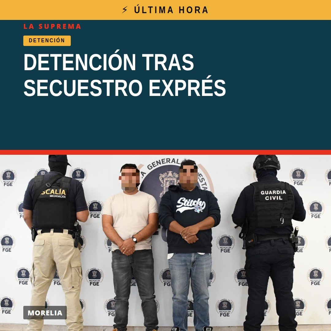 Ilustración simbólica de una camioneta detenida en una calle de Morelia, con siluetas de personas y advertencia de seguridad