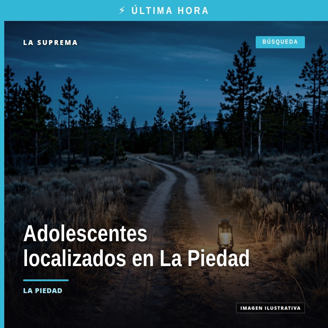 Ilustración simbólica de dos adolescentes seguros en La Piedad, con fondo discreto de la Fiscalía General del Estado de