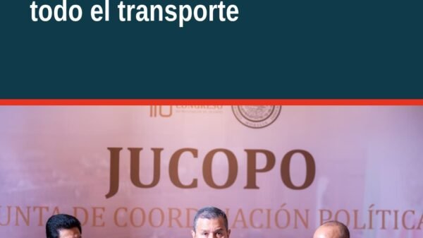 Ilustración de distintas unidades de transporte público en Morelia: combi, taxi, urbano y plataforma digital, con el logo de