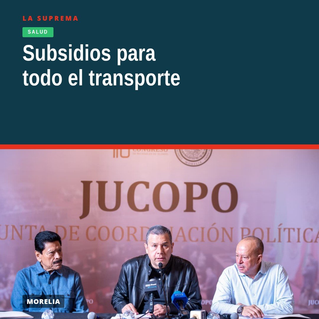 Ilustración de distintas unidades de transporte público en Morelia: combi, taxi, urbano y plataforma digital, con el logo de