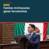 Diputado Alejandro Iván Arévalo Vera hablando en el Congreso del Estado de Michoacán, con fondo de bandera estatal y logo de