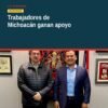Carlos Torres Piña y Napoleón Gómez Urrutia en reunión sobre trabajadores michoacán en la Ciudad de México